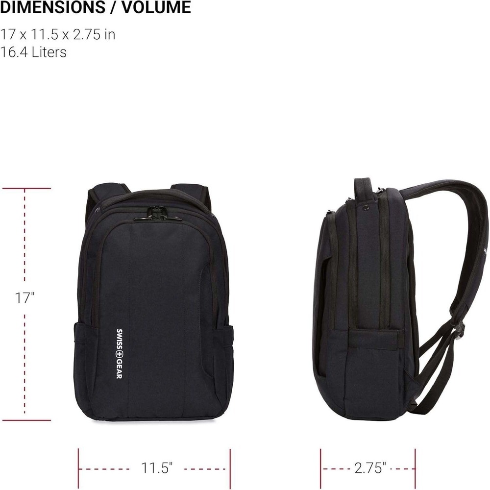 Swiss Gear Black Laptop Backpack Organizer Padded Straps Tablet Sleeve - Picture 10 of 10